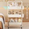 Three-Tier Salon Trolley Cart - Mobile Beauty and Nail Station with Hooks and Basket