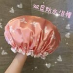 Double-Layer Waterproof Shower Cap - Bow Design Bath & Kitchen Cap