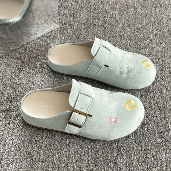 Open Toe Flat Mules — French Summer Half Slippers for Women