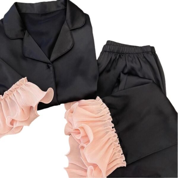Ice Silk Pyjama Set - Pleated Two-Piece Loungewear