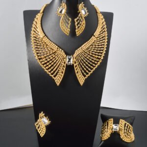 Hollow Butterfly Jewellery Set — Gold Plated Necklace, Bracelet, Earrings and Ring