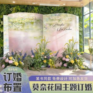Monet Garden Oil-Painting Engagement Backdrop — KT Board Scene Set