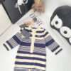 Knitted Colour-Block Striped Baby Romper — Retro Pullover Suit