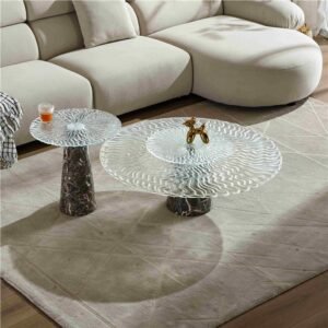 Natural Stone Round Coffee Table - Italian Light Luxury Design