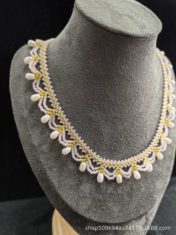 Chinoiserie Multi-Layered Lace Beaded Necklace