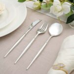 Silver Plastic Cutlery Set - Disposable Knife, Fork & Spoon