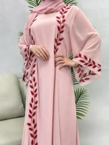 Chiffon Embroidered Round-Neck Long Dress