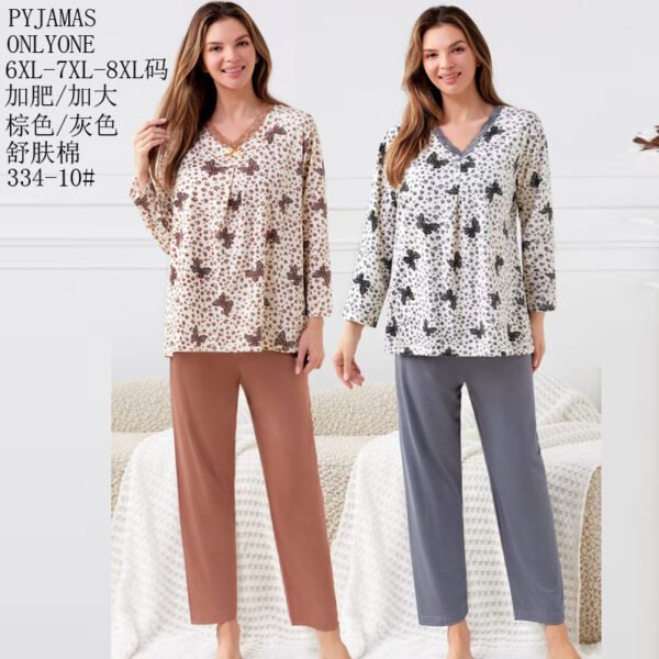 Cotton-Feel Long-Sleeve Pyjama Set — Plus Size Loungewear (6XL–8XL)