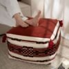 Medieval-Style Red Embroidered Lazy Sofa Pouf and Cushion Set
