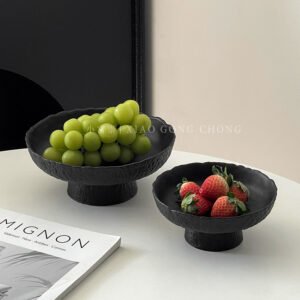 Tall Glass Fruit Display Plate - Coffee Table Snack & Dessert Stand