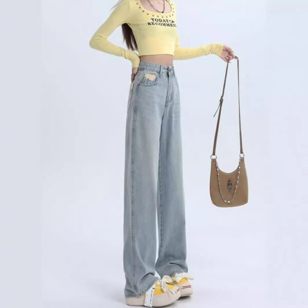 Light Wash Straight Leg Jeans - High Waist, Loose Wide Leg