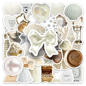 50-Piece White INS-Style Graffiti Sticker Pack - Waterproof