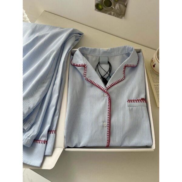 Women's Striped Long Sleeve Pyjama Set — Korean Style Loungewear