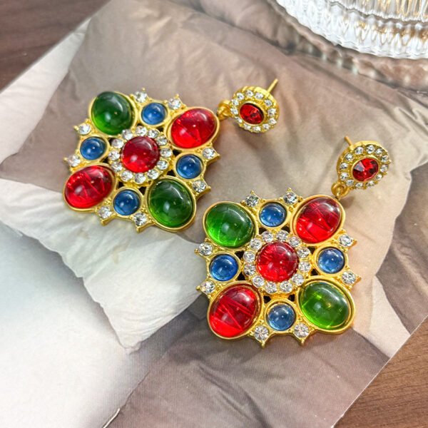 O1CN01og355D1tVuymPNr9K_2216839565908-0-cib Vintage Coloured Stone Earrings - Baroque Court Style Studs and Drops