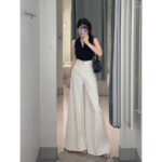 White High-Waisted Wide-Leg Jeans — Slim Look Floor-Length Denim