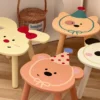 Cartoon Cat Kids Solid Wood Stool