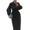 Retro Palace-Style Lantern Sleeve Wool Coat - Long Outwear