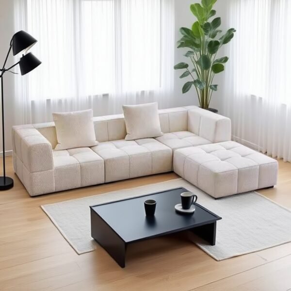 Marshmallow Cream-Style Modular Fabric Sofa (Vacuum-Compressed)