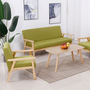 Solid Wood Frame Fabric Sofa Chair - Living Room Set