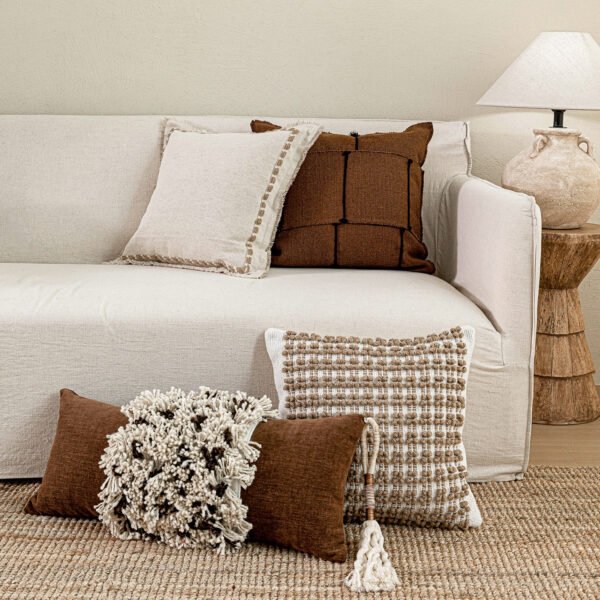 Vintage Wabi-Sabi Cotton-Linen Patchwork Throw Pillow