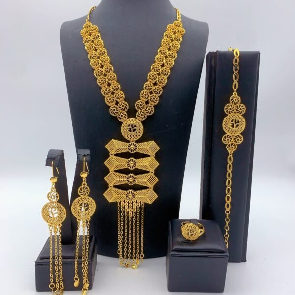 Dubai Bridal Jewelry Set - Necklace, Earrings, Ring & Bracelet