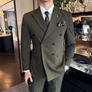 Men's Double-Breasted Notch Lapel Suit Set