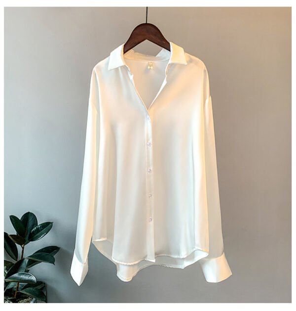 O1CN01qyinfQ2FZxtULlpAK_2215643428895-0-cib Long-Sleeve Satin Blouse - Retro Drapey Sun-Protective Shirt (Size M)