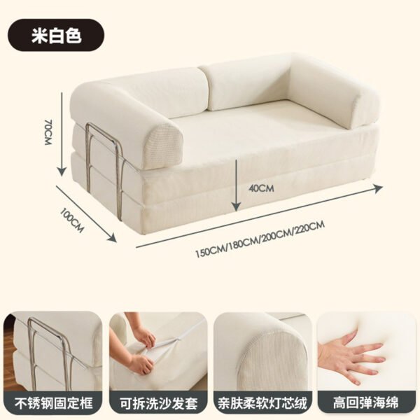 Convertible Folding Sofa Bed - Corduroy and Woven Fabric with High-Resilience Foam