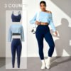 Seamless Yoga Three Piece Set — Sports Bra, Leggings and Long Sleeve Top