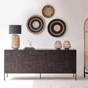 Nordic Retro Light Luxury Teak Hand-Carved Sideboard