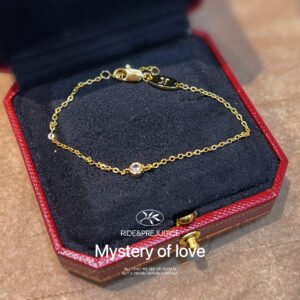 Red String Bracelet with Single Stone - 18K Gold Plated