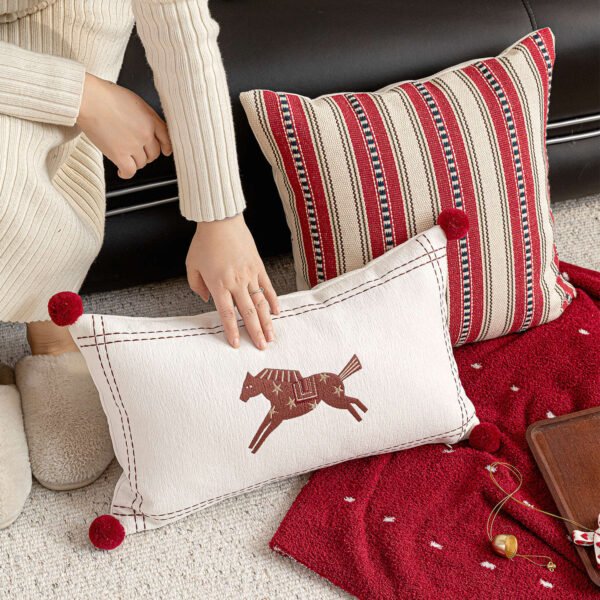New Year Christmas Embroidered Throw Pillow & Decor Set
