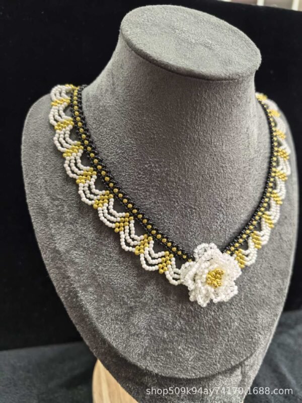 Chinoiserie Multi-Layered Lace Beaded Necklace