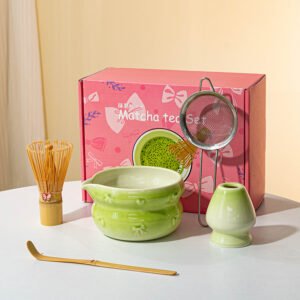 Japanese-Style Matcha Tea Set - Kiln-Glazed Bowl with Whisk (5-Piece)