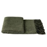 Vintage Green Tassel Bed Runner - Textured Throw Blanket