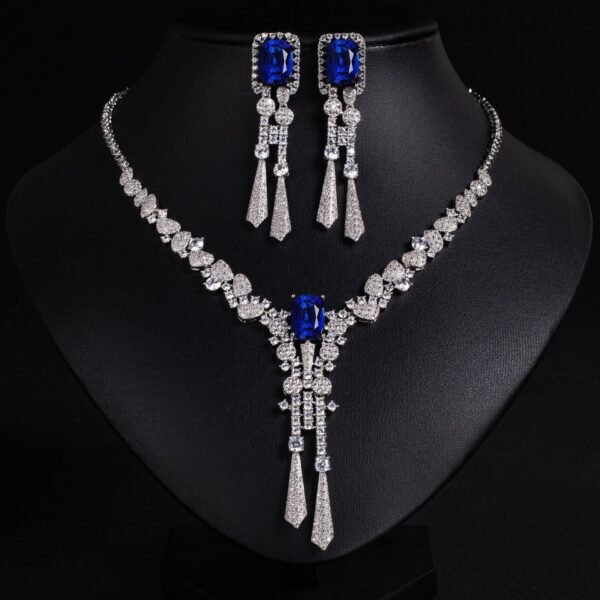 Zircon Flower Jewellery Set - Necklace & Earrings for Occasion Wear