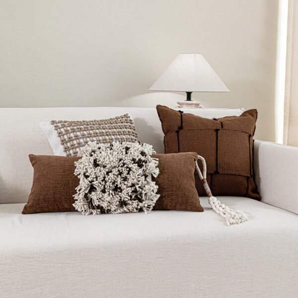 Vintage Wabi-Sabi Cotton-Linen Patchwork Throw Pillow