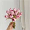 12-Head Hand-Tied Artificial Rose Bouquet