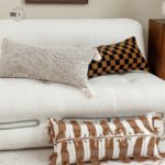 Mid-Century Style Long Lumbar Pillow 30×65cm — Natural Wood Tone Cushion
