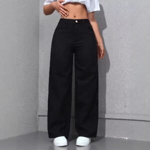 High-Waisted Straight-Leg Jeans – Plus Size Loose Casual Denim