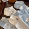 Spring Summer Cartoon Puppy Print Ankle Socks - Cute Breathable Boat Socks