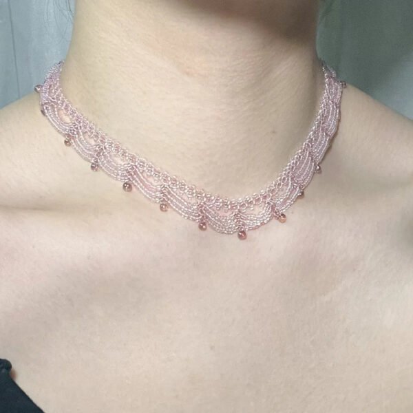 Chinoiserie Multi-Layered Lace Beaded Necklace