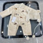 THOM BROWNE Fleece-Lined Baby Snowsuit with Hat - Winter Outdoor Jumpsuit