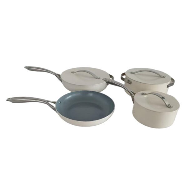 Seven-Piece Ceramic Non-Stick Cookware Set - Aluminium Wok, Frying Pan and Milk Pot