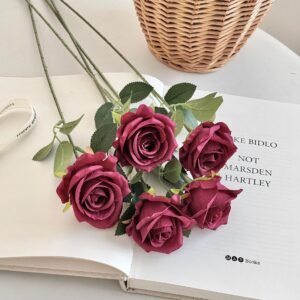 Single Stem Artificial Rose - 7cm Bloom, Wedding & Home Decor