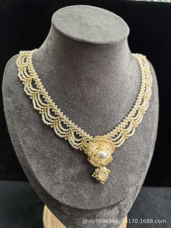Chinoiserie Multi-Layered Lace Beaded Necklace