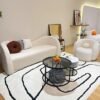 Cream-Style Lambswool Reception Sofa - Modular Seating for Salons & Studios