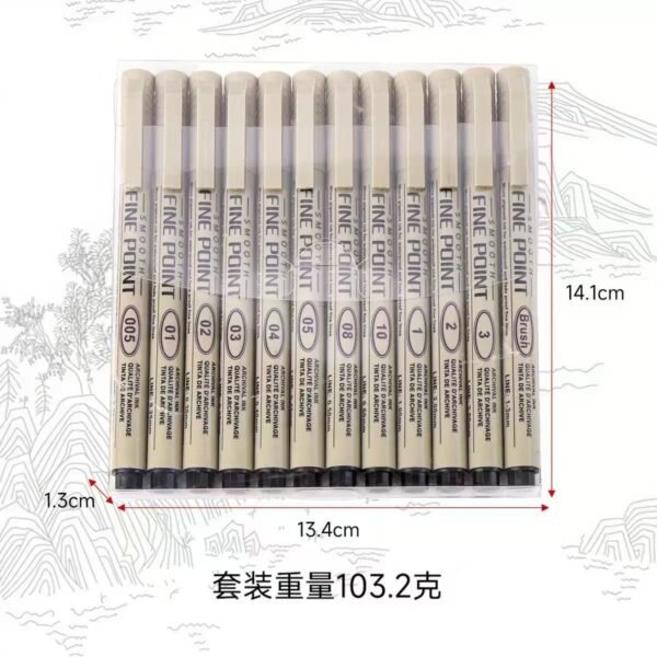 Fineliner Watercolor Pen Set (0.4mm Needle Point)