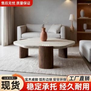 Marble-Look Hexagonal Coffee Table