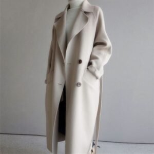 Belted Wool-Blend Coat - Over-the-Knee Korean Style, Loose Fit